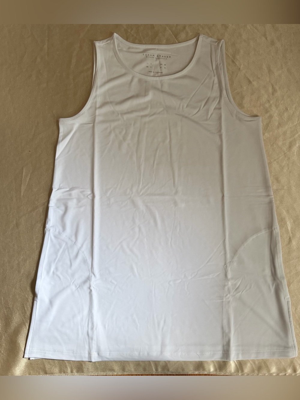Susan Graver Modern Essentials Liquid Knit white tank top small nwot
